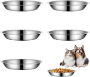 Piatto per gatti in acciaio inossidabile - 5 pezzi - Duraturo - Sicuro per la salute - Piano e ampio - Adatto per gatti domestici - Piatto per animali