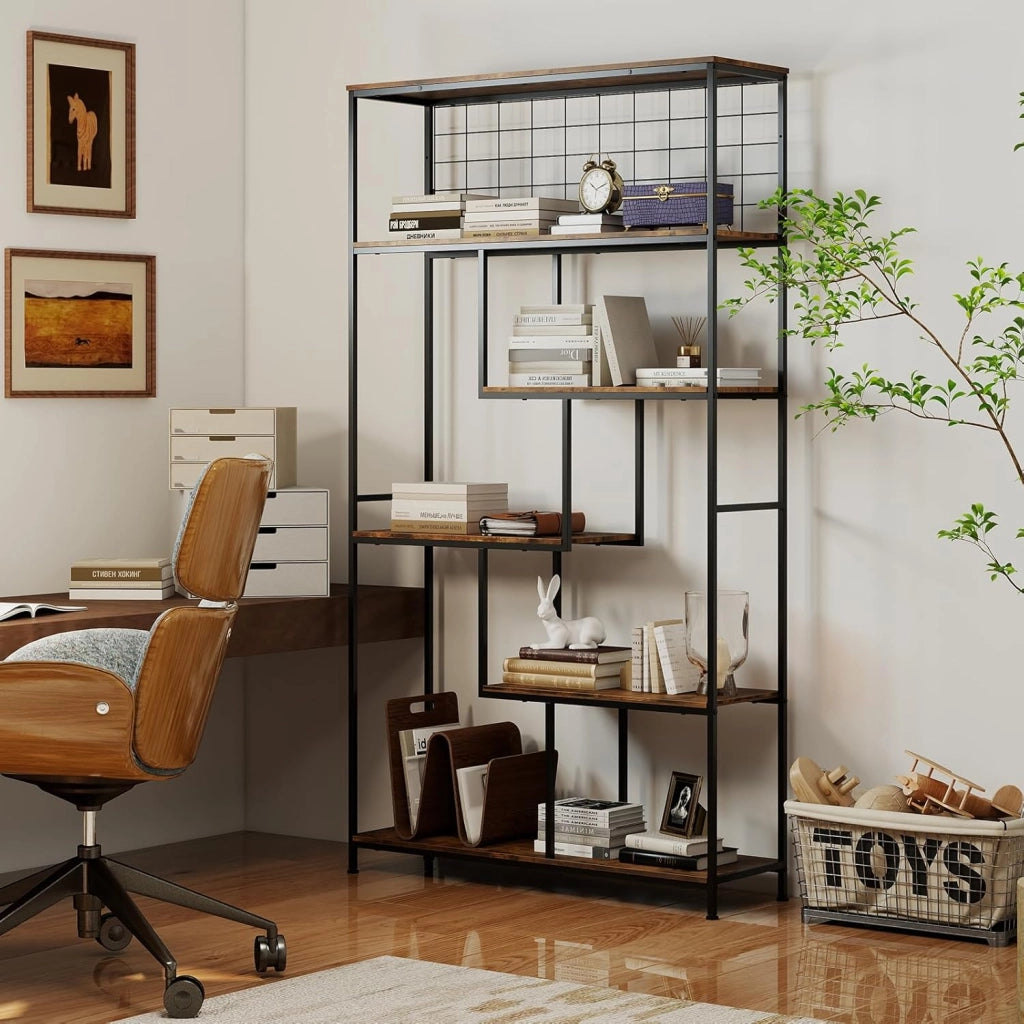 Scaffale Porta Piante a 6 Livelli, Portavasi da Interno con Rete Metallica, Scaffale Espositore Organizzatore per Soggiorno, Ufficio e Studio, 100 x 30 x 180 cm