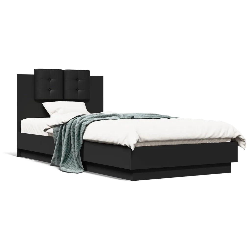Giroletto con Testiera Nero 100x200 cm in Legno Multistratocod mxl 91281