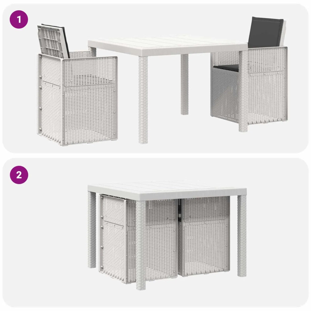 Set da Pranzo per Giardino 3 pcs Bianco e Antracite PP 3430048