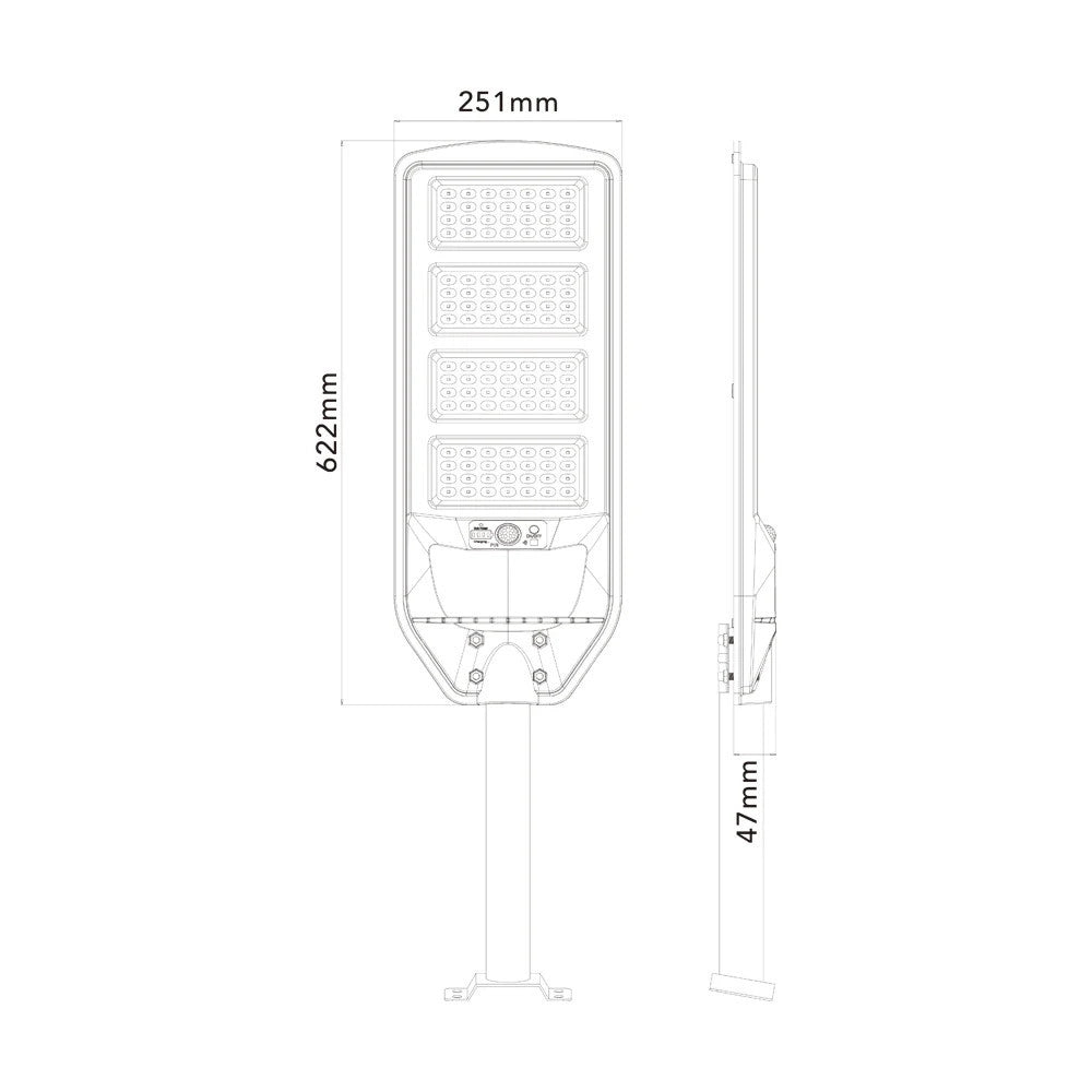 Trade Shop - Lampione Stradale Led Pannello Solare Con Sensore Pir Luce Fredda 6500k Ip65 J02-220w-f -