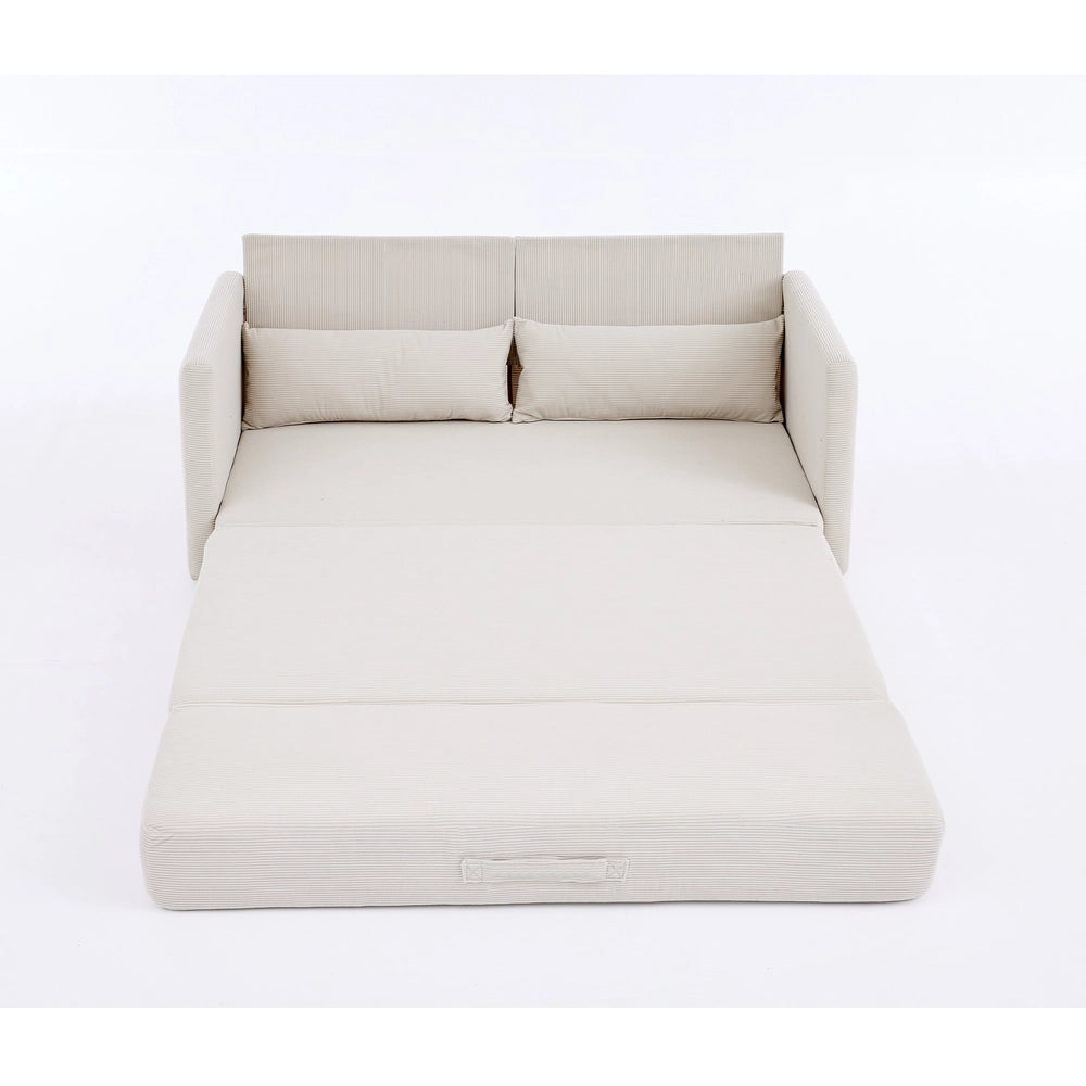 Divano letto 2 posti ¨C Minimal ¨C Beige tessuto con cuscini 165x92x82 cm