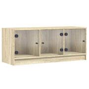 Mobile TV multimediale/scaffale/credenza/mobile TV/sala da pranzo/soggiorno/camera da letto con ante in vetro finitura rovere Sonoma 102 x 37 x 42 cm marrone 02_0026922