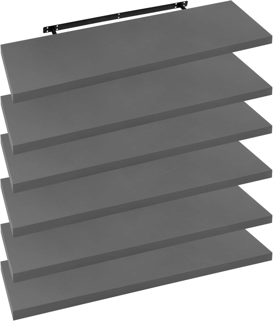 WOLTU Set di 6 mensole da parete, mensole a muro, scaffali per decorazioni, ripiani a muro in legno MDF, mensola a parete bianca, 25x22,9x3,8 cm, RG9365ws-6
