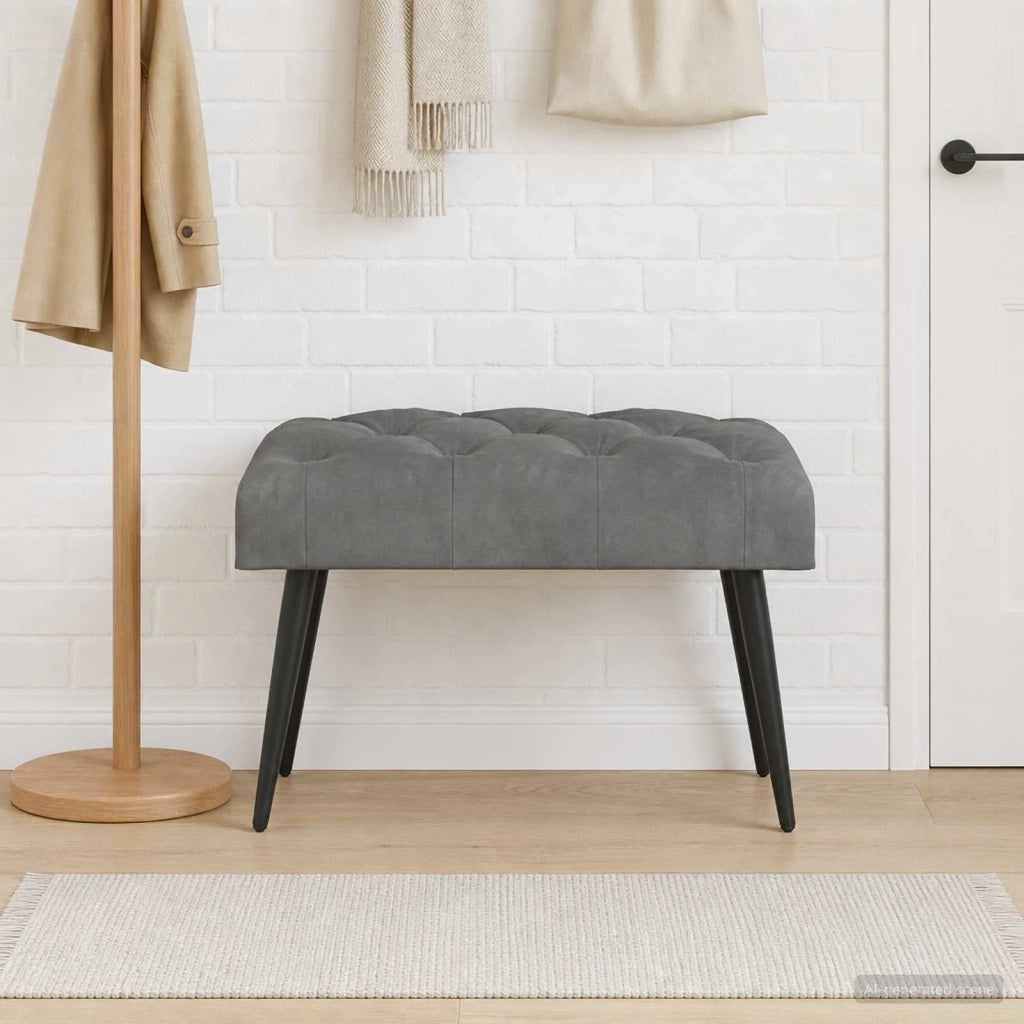 Panchina con bottoni imbottiti Grigio Scuro 60 x 40 x 45 cm 42038544