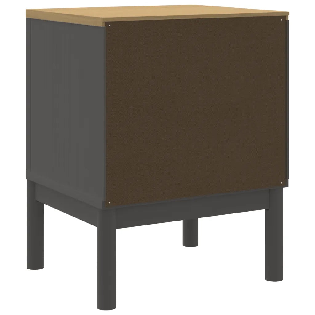 Comodino-Tavolino da notte FLORO Grigio 45x39x57 cm in Legno Massello di Pino