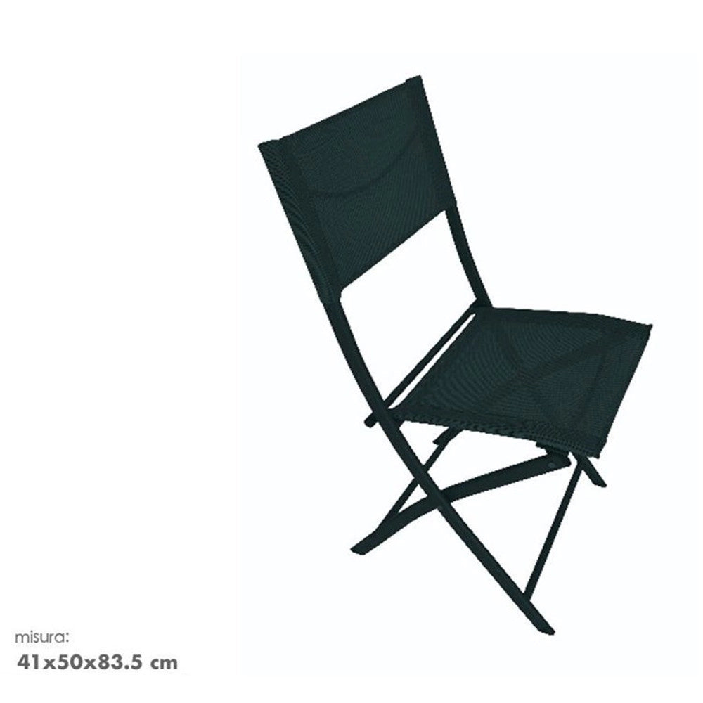 Trade Shop - Sedia Sharm In Ferro Textilene Polipropilene Nera 41x50x83.5 Cm Pieghevole 529006 -
