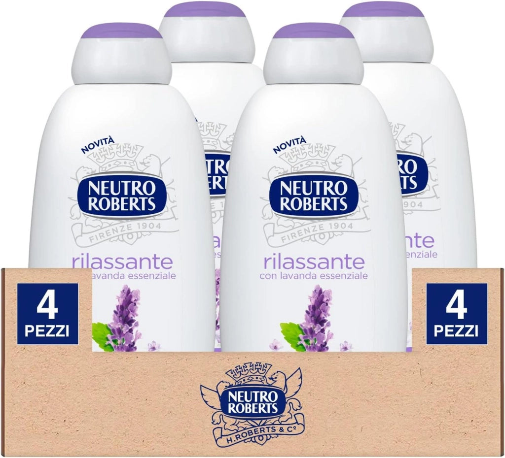 NEUTRO ROBERTS BAGNOSCHIUMA DERMAZERO 4 FLACONI DA 600 ML RILASSANTE LAVANDA