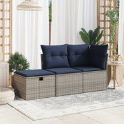 Sgabello Giardino con Cuscino Grigio 55x55x37 cm in Polyrattan 366153