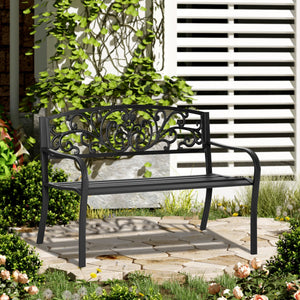 Panchina da Giardino 2 Posti 127x60x87 cm in Metallo Nero