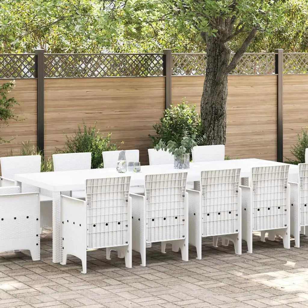 vidaXL Set da Pranzo per Giardino 13 pcs Bianco Poly Rattan