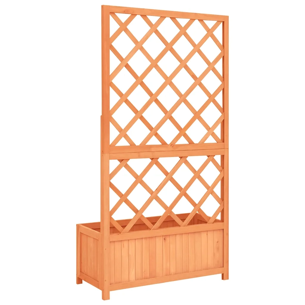 Fioriera con Traliccio Marrone 70x30x135cm in Massello di Abete 316426