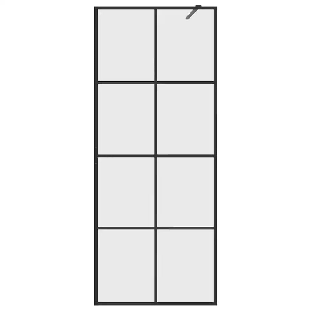Parete per Doccia Walk-in Vetro Trasparente ESG 80x195 cm Nera 151033