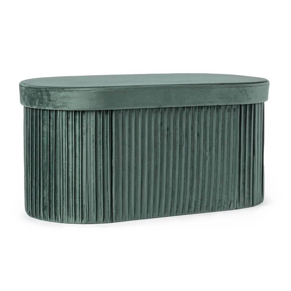 Set di 2 Pouf Contenitore Ovale in Velluto Plissettato - HARRIS