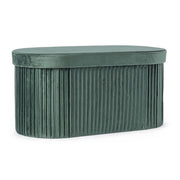 Set di 2 Pouf Contenitore Ovale in Velluto Plissettato - HARRIS