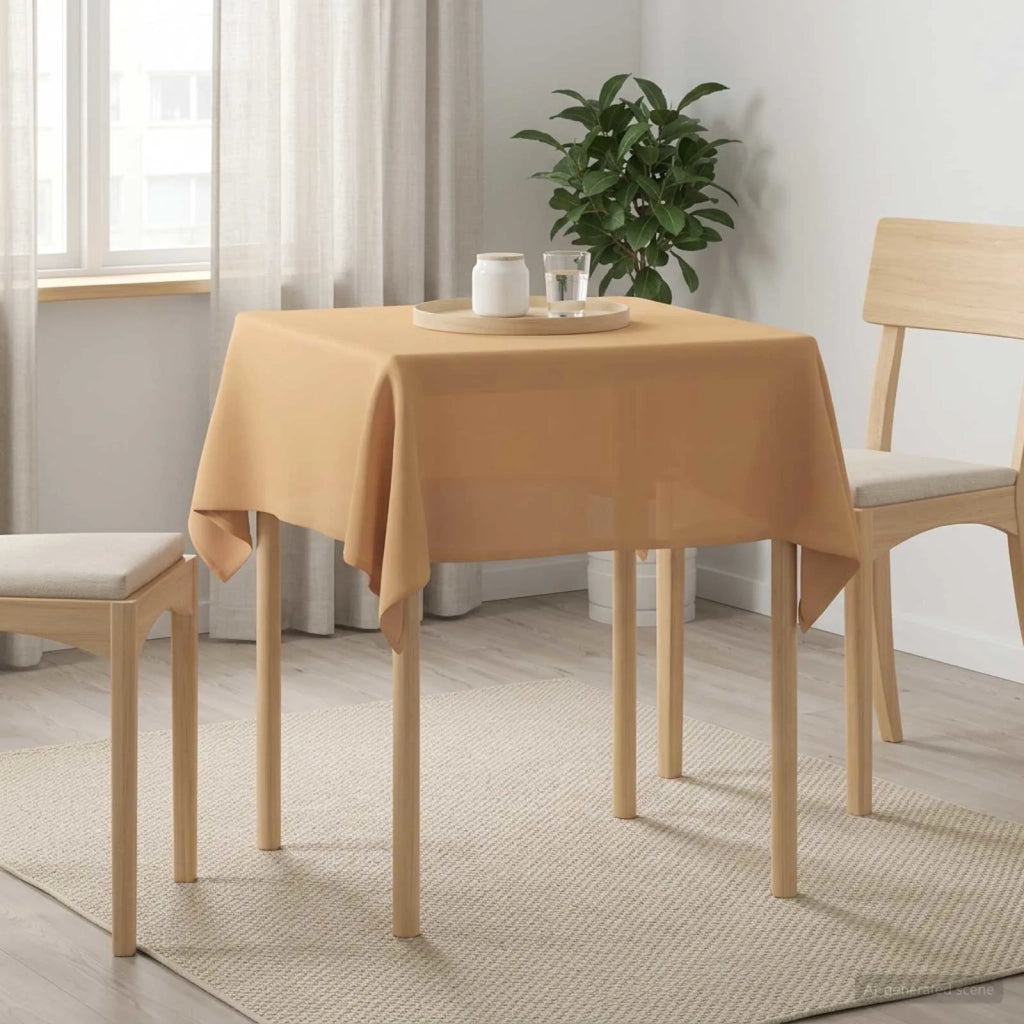 Tovaglia da Tavolo Quadrato Beige 90 x 90 cm Poliestere 42039816