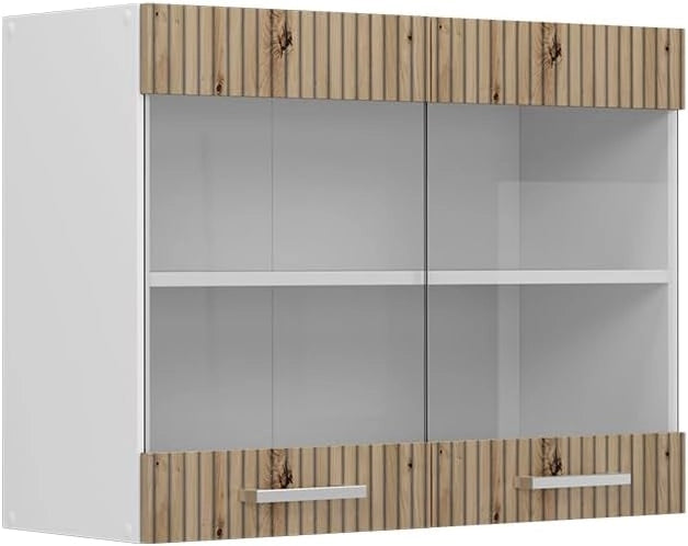 Frontale cucina R-Line, Rovere artigianale, 79.2 x 59 cm frontale del mobile per pensile con vetro, adatto per armadi da cucina R-Line per un montaggio semplice