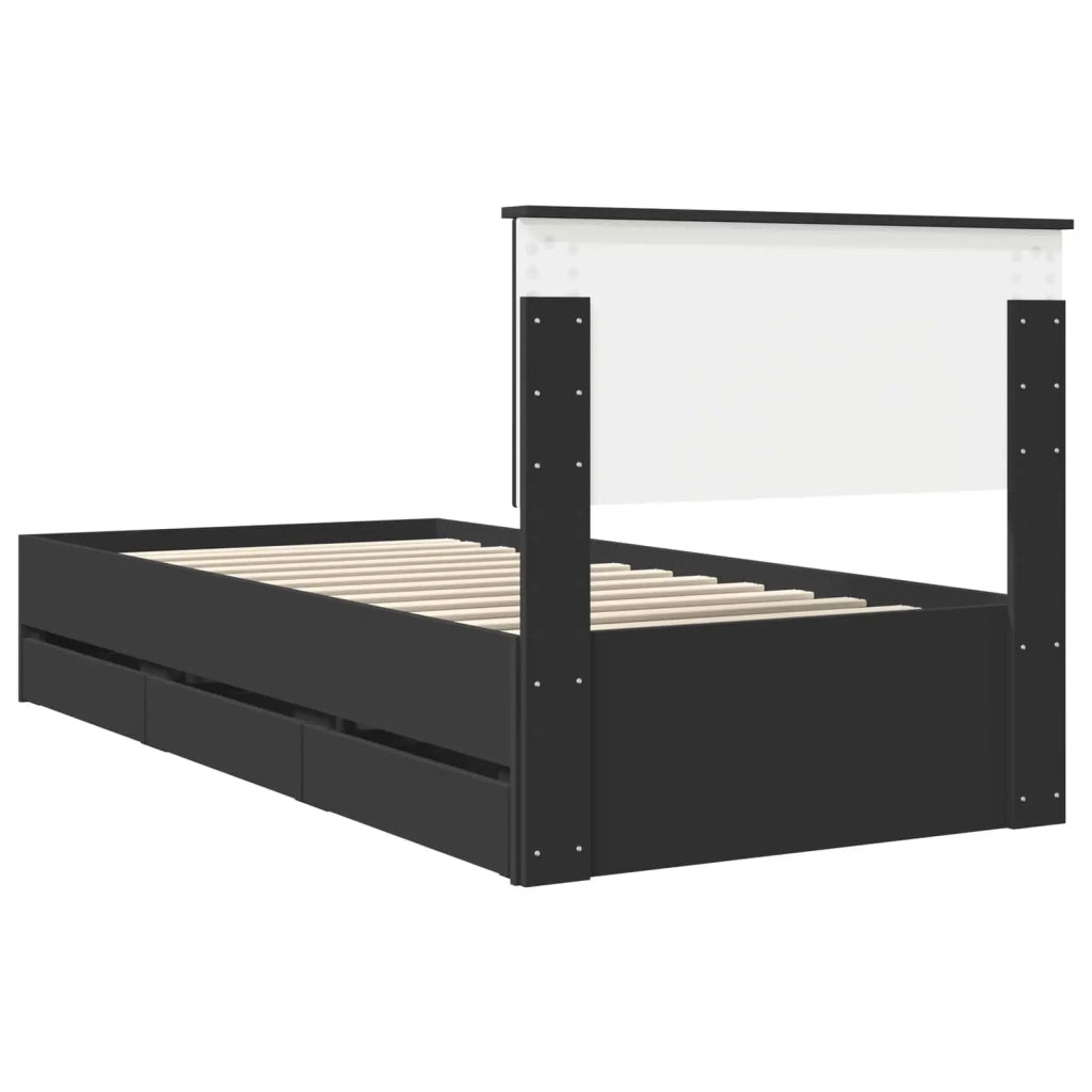 Struttura del letto-Giroletto Nero 90 x 190 cm Legno Ingegnerizzato 887172