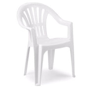 Trade Shop - Set 2pz Sedia Monoblocco In Plastica Schienale Alto Con Braccioli Bianco Giardino 008938 -