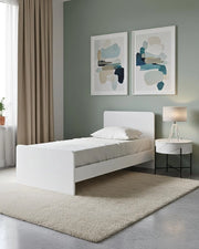 Letto easy con fascioni e pediera - Letto singolo 87 x 197 - Struttura Bianca - Rete e materasso esclusi_