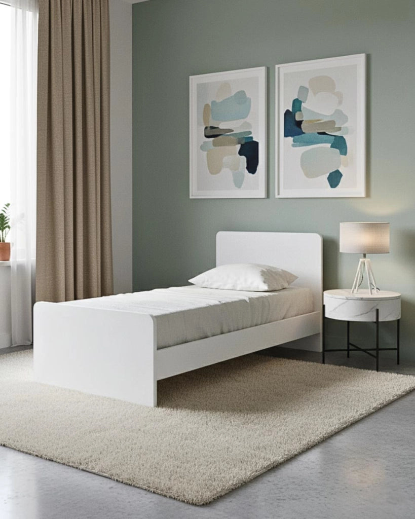 Letto easy con fascioni e pediera - Letto singolo 87 x 197 - Struttura Bianca - Rete e materasso esclusi_