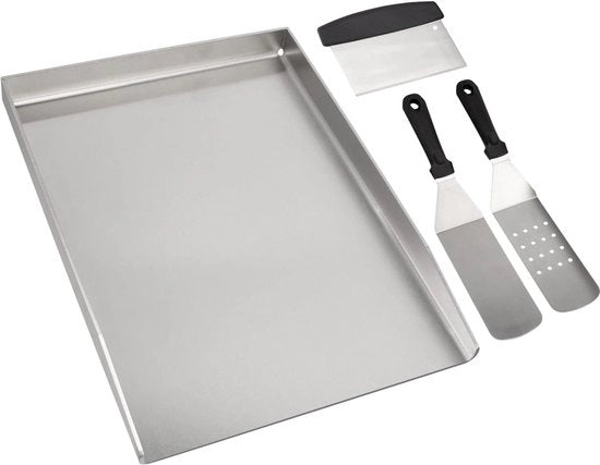 Griglia BBQ Universale in Acciaio Inox con Spatola e Set di Spazzole per Grills a Gas e a Legna