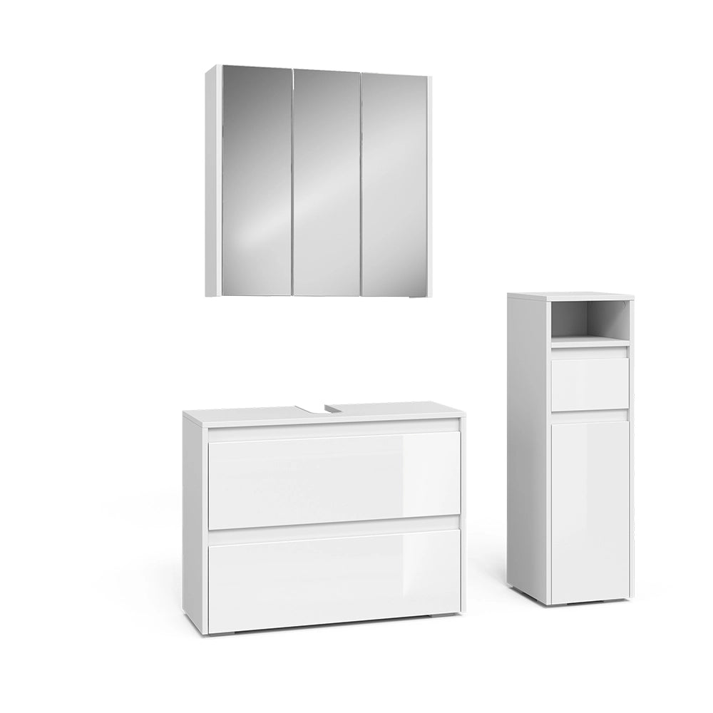 Vicco Set di mobili da bagno Bianco/bianco lucido 3 parti