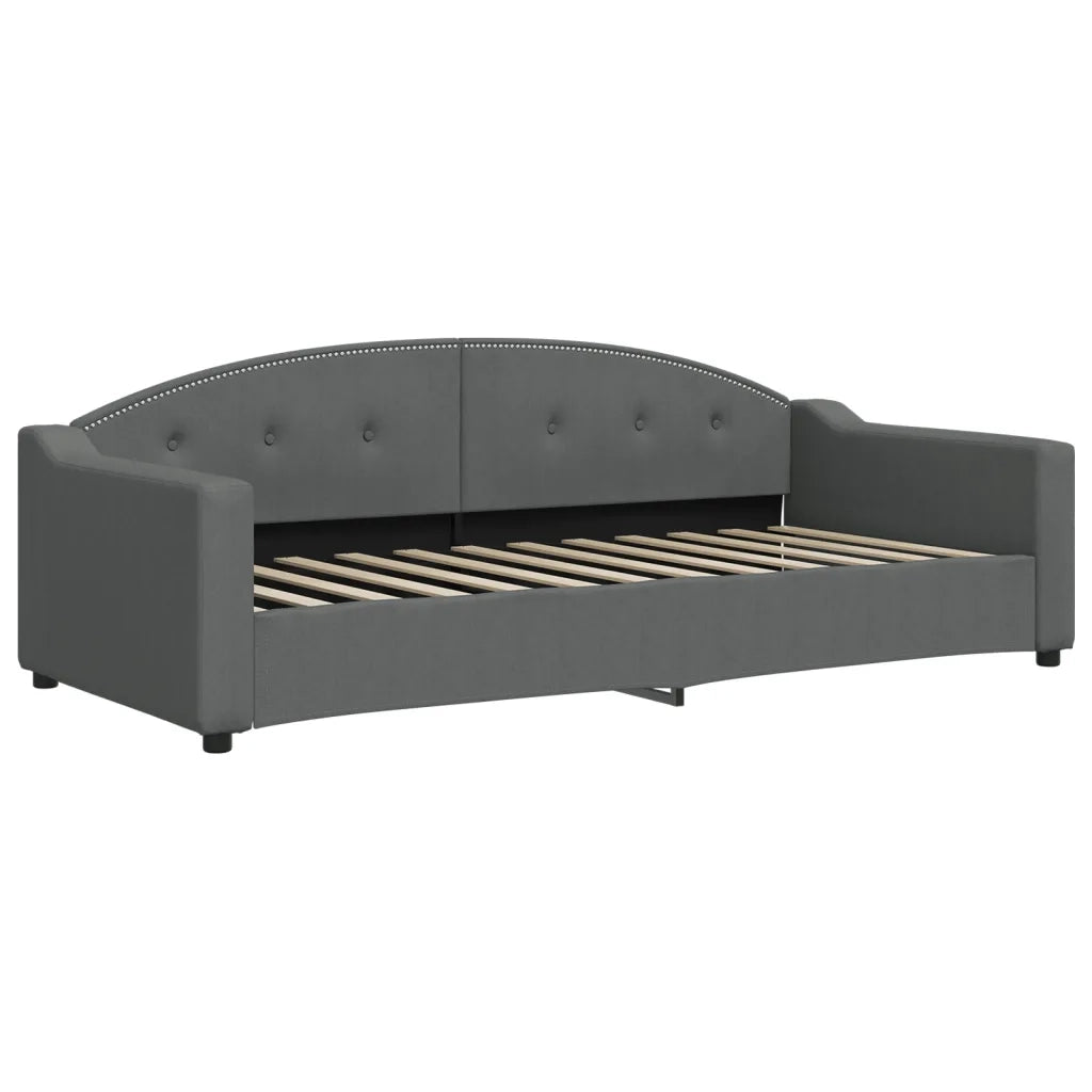 Divano Letto Estraibile Cassetti Grigio Scuro 90x200cm Tessuto