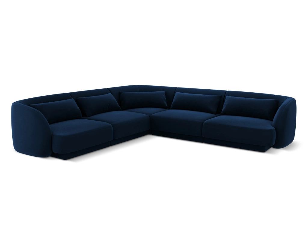 Cosmopolitan Design - Divano angolare reversibile "Tulum" 5 posti in velluto blu reale 