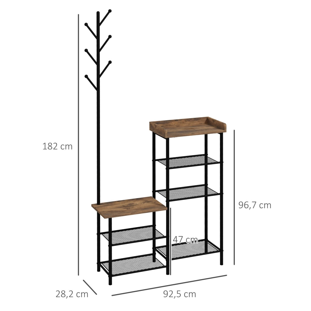 Appendiabiti con Scarpiera e Ripiani ¨C Zephmum ¨C Marrone 92.5x28.2x182 cm