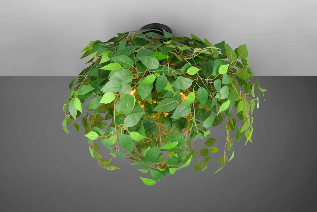 Plafoniera, metallo e plastica, verde effetto naturale, D 70 cm, Leavy