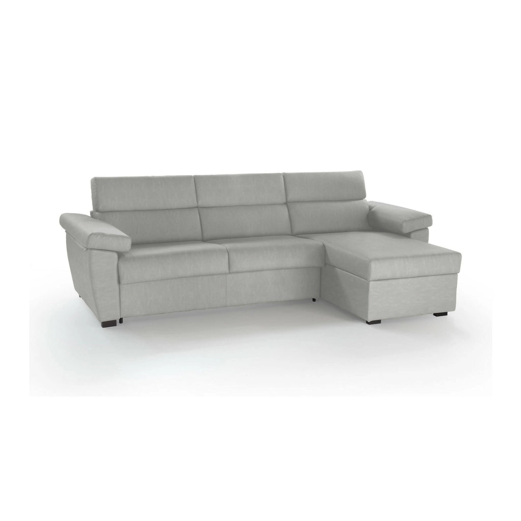 Tolle, Divano Letto con Penisola Sfoderabile Made in Italy, 285x160 cm Grigio Chiaro