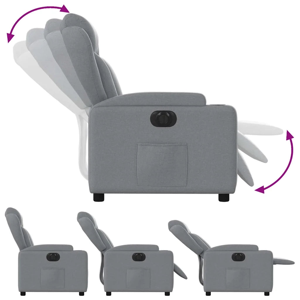 Poltrona | Sedia Relax Elettrica Reclinabile Grigio Chiaro in Tessuto