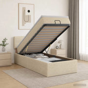 Letto ottomano con materasso Crema 90 x 190 cm Tessuto 3456293