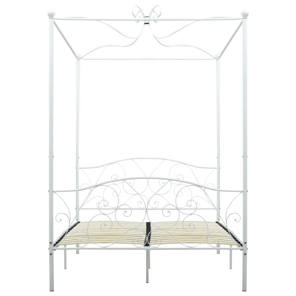 Letto a Baldacchino Bianco in Metallo 120x200 cm 284470