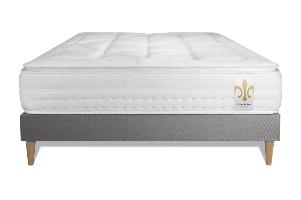 Pacchetto letto completo - Materasso 160x200cm + Box spring con doghe (kit) + 2 cuscini + Piumino - Vingt-Huit PLUS