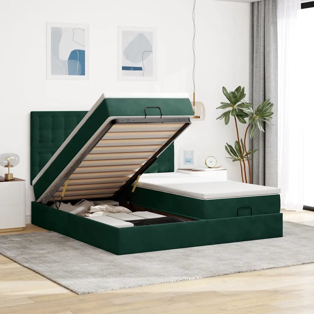 Struttura Letto Pouf con Materassi 160x200 cm Velluto 3314654