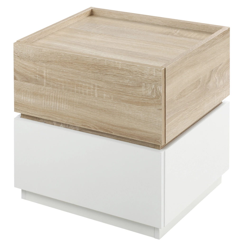 Comodino con 2 cassetti ¨C zephmum ¨C bianco e naturale
