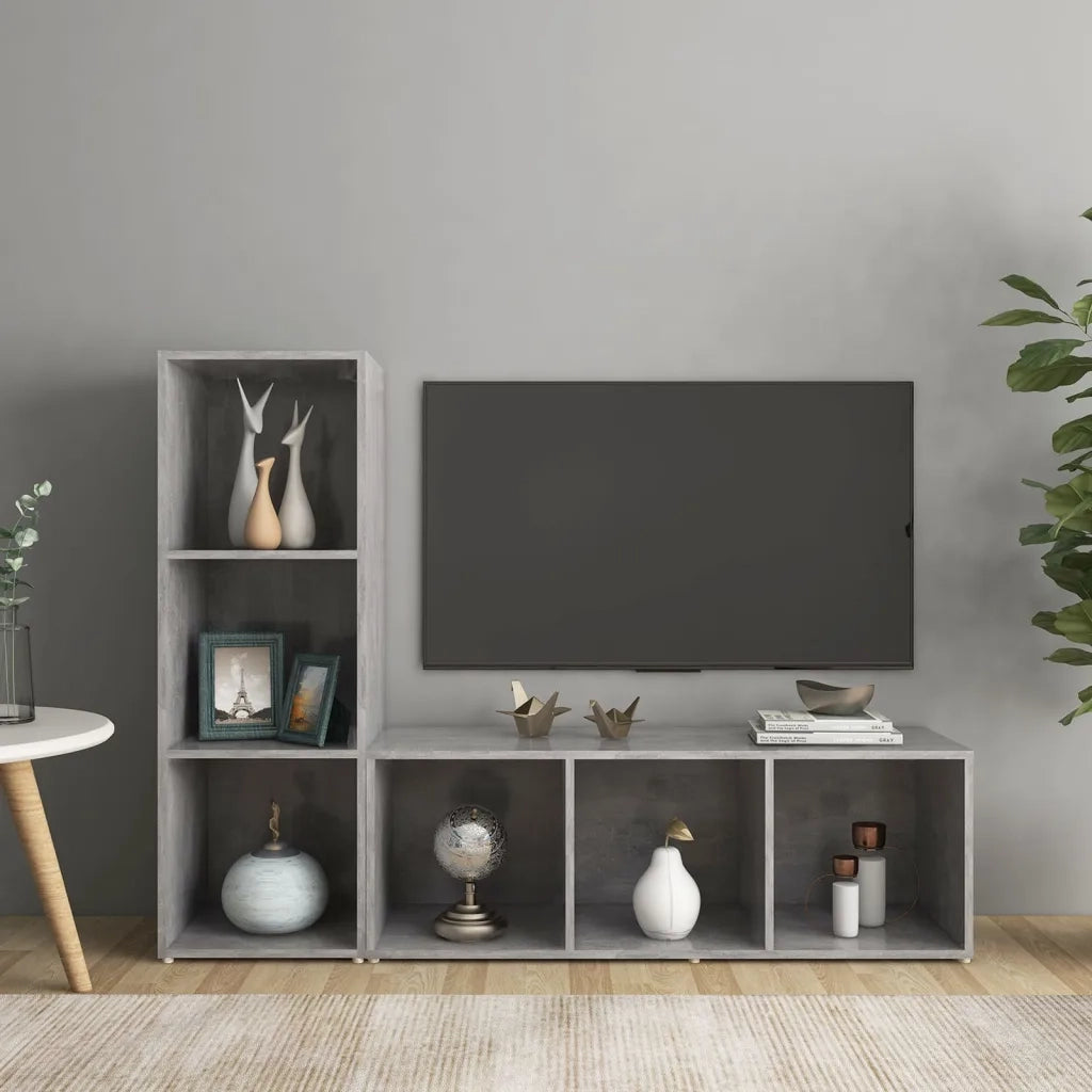 Mobili TV 2 pz Grigio Cemento 107x35x37 cm in Truciolato cod mxl 27142