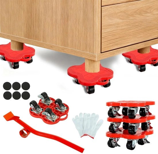 Ruote per mobili 500 kg capacità - Ruote con sterzo - Ruote per mobili con freno - Antiscivolo - Ruote con freno - Altezza regolabile 2,8 cm - Ruote per mobili