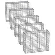 Set di 5 gabbioni per pietre gabbia metallica cestino per pietre maglia 5 x 10 cm zincato muro decorazione da giardino 100 x 50 x 30 cm grigio 12_0005967