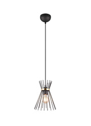 Lampada a sospensione, bacchette di metallo, nero e oro, D 20 cm, Rod