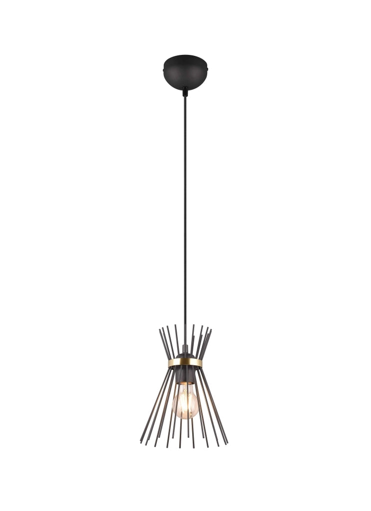 Lampada a sospensione, bacchette di metallo, nero e oro, D 20 cm, Rod