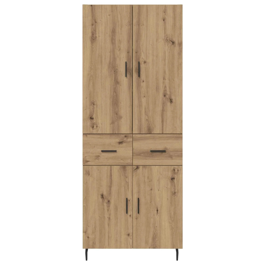Credenza 2 pcs Rovere artigianale Legno Stratificato e Vetro 3415977