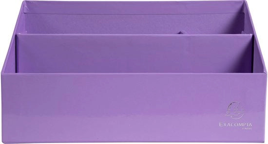 Borsa e cassetti per lettere e pennarelli in A4 e C6, in cartone extra resistente, 3 cassetti gradiati, 25x10x14 cm, colore pastello mauve.