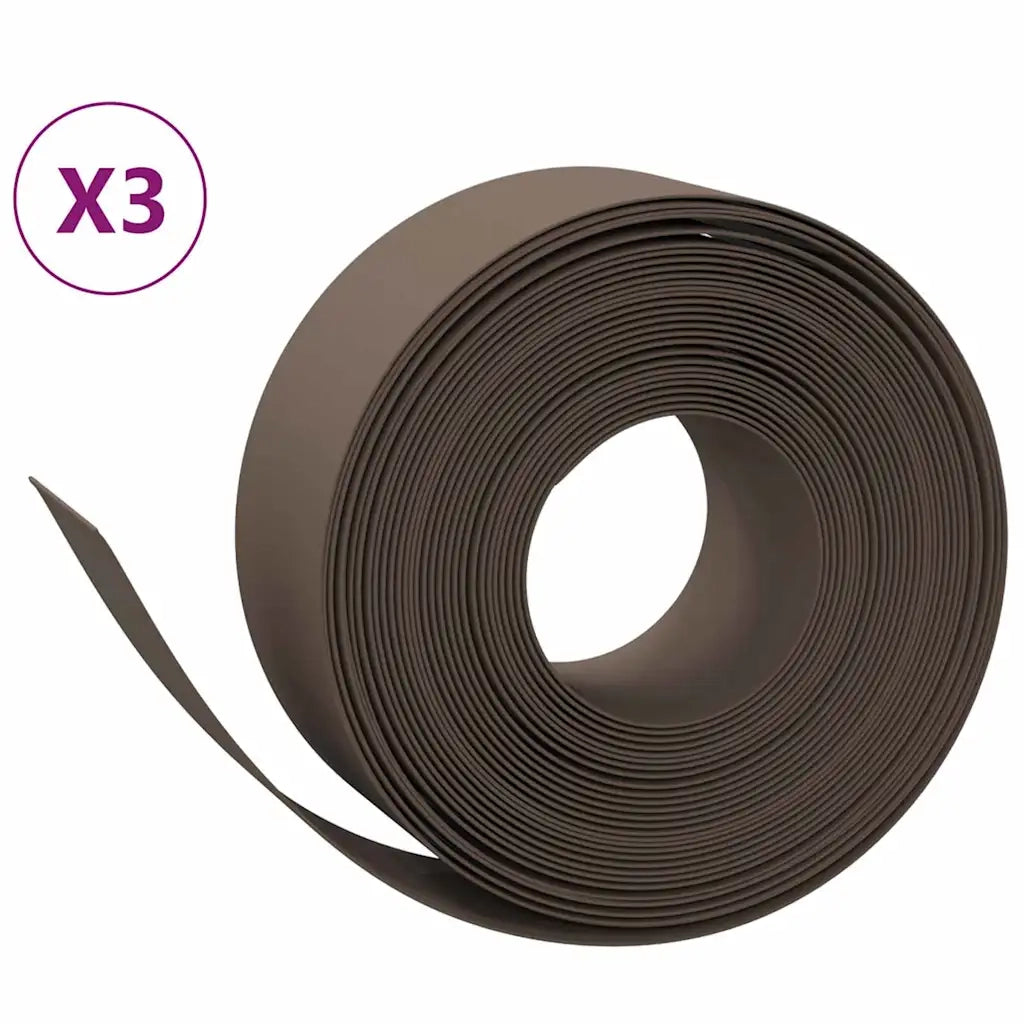 Bordature da Giardino 3 pz Marroni 10 m 20 cm in Polietilene 3155461