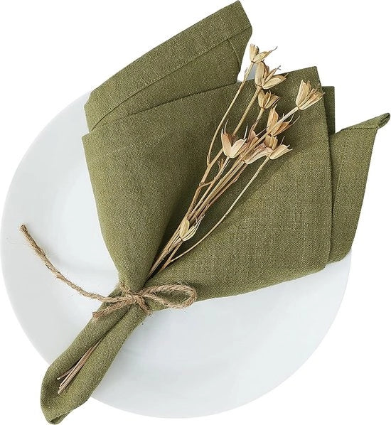 Set di tovagliolini in lino, 6 pezzi, 40x40 cm, tovagliolini morbidi lavabili, servizi duraturi, 80% lino, 20% cotone, per feste, Natale, Thanksgiving, matrimoni