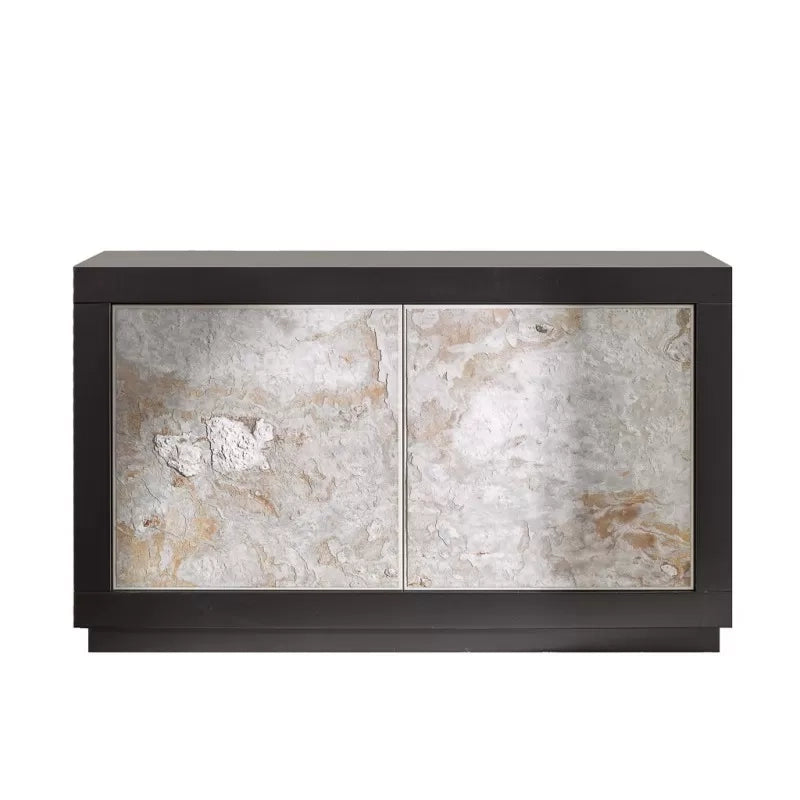 Madia 2 ante contemporanea legno massello nero effetto pietra 142x45x85 (307) - Mobili 2G