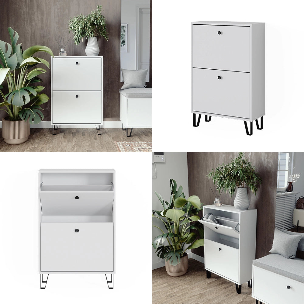 Vicco Scarpiera Bianco 60 x 92 cm con 2 cassetti incernierati