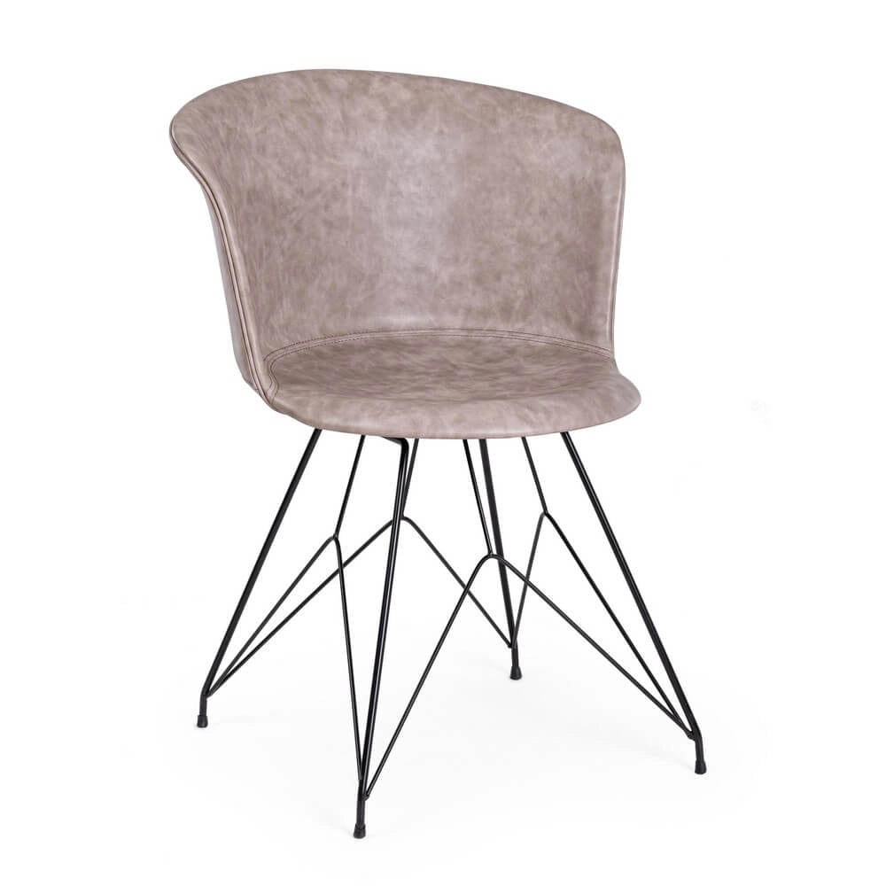 Set di 2 Sedie con Seduta in Similpelle e Gambe in Acciaio Bianco - IONA